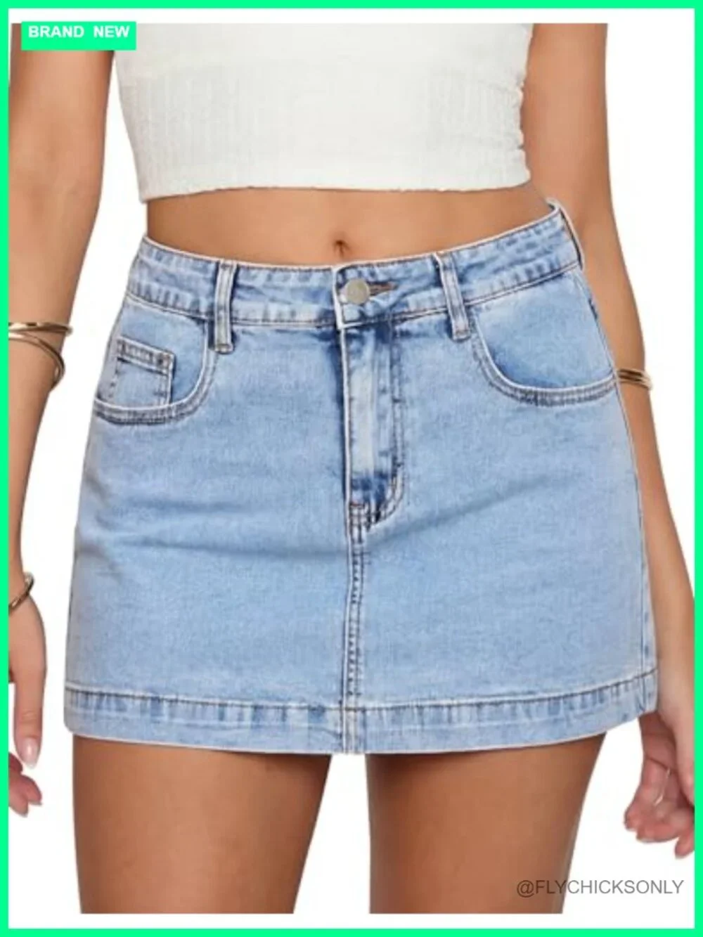 High Waisted Denim Skort with Built-in Shorts